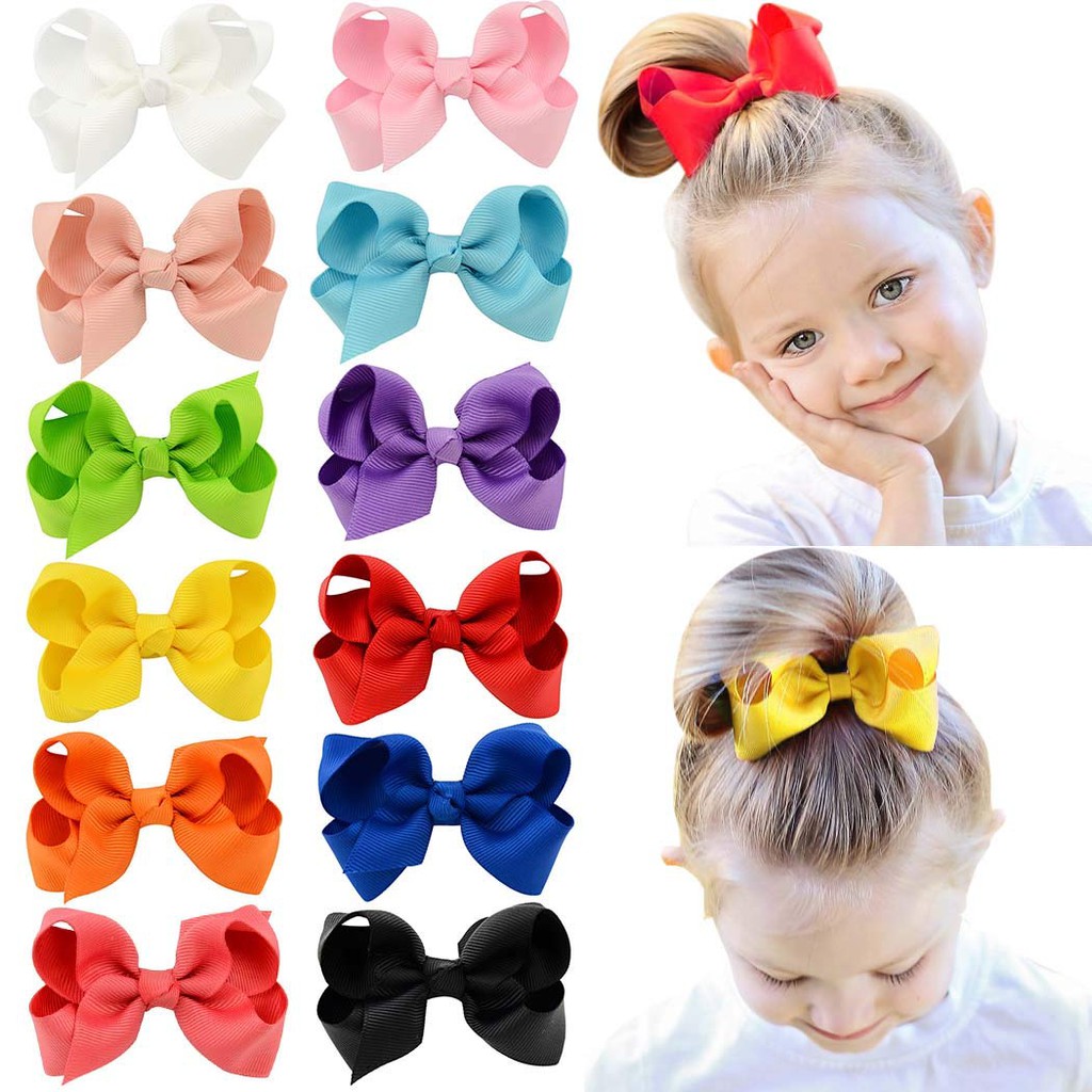 Kẹp tóc KIDSBOWS thắt nơ ruy băng 11cm xinh xắn cho bé gái