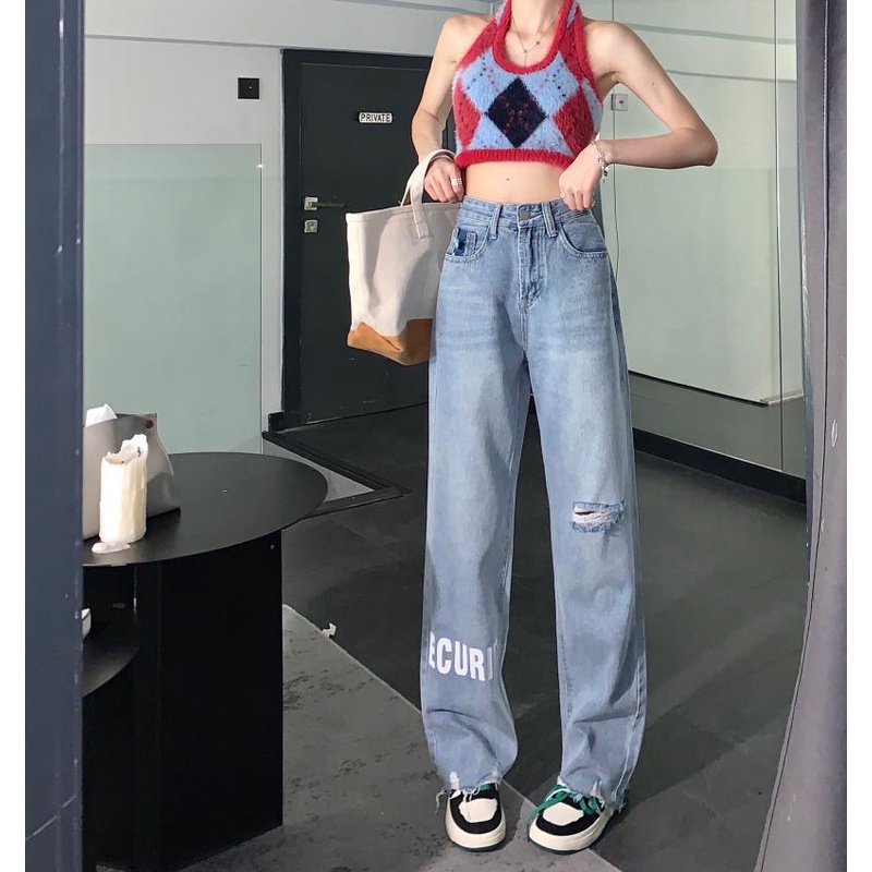 Quần jean nữ Xiaozhainv thiết kế rách thời trang phong cách Hàn Quốc