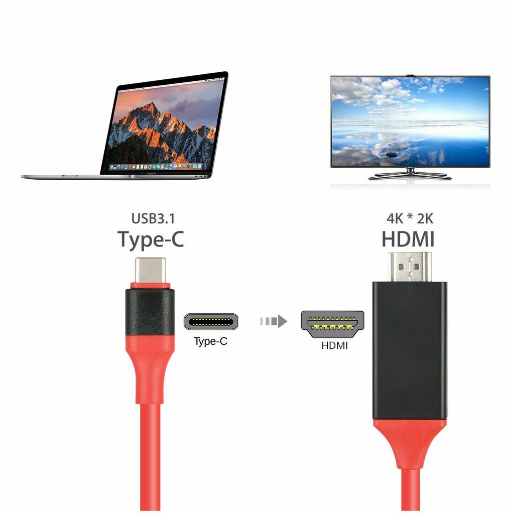 ☋◄☽Cáp MHL chuyển tín hiệu từ điện thoại lên tivi - Type C ra HDMI
