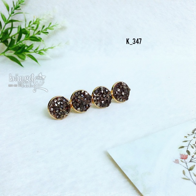 Kẹp mái mặt tròn có răng cưa đính hạt đá lấp lánh cho nàng