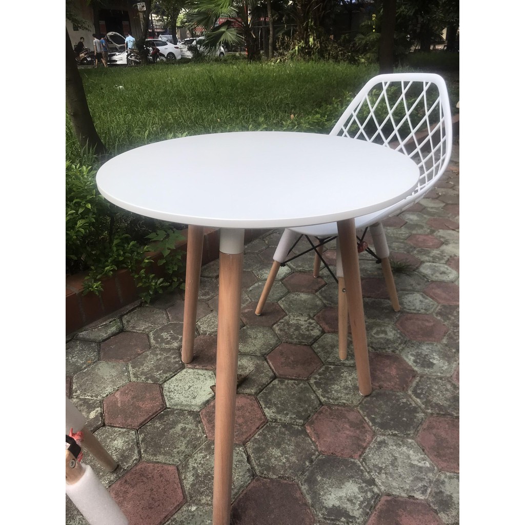 Bàn Tròn Trang Trí EAMES Hàng Nhập Khẩu, Mặt Gỗ MDF, Chân Gỗ Chắc Chắn - Bàn Cafe, Bàn Uống Trà Kiểu Dáng Trang Nhã