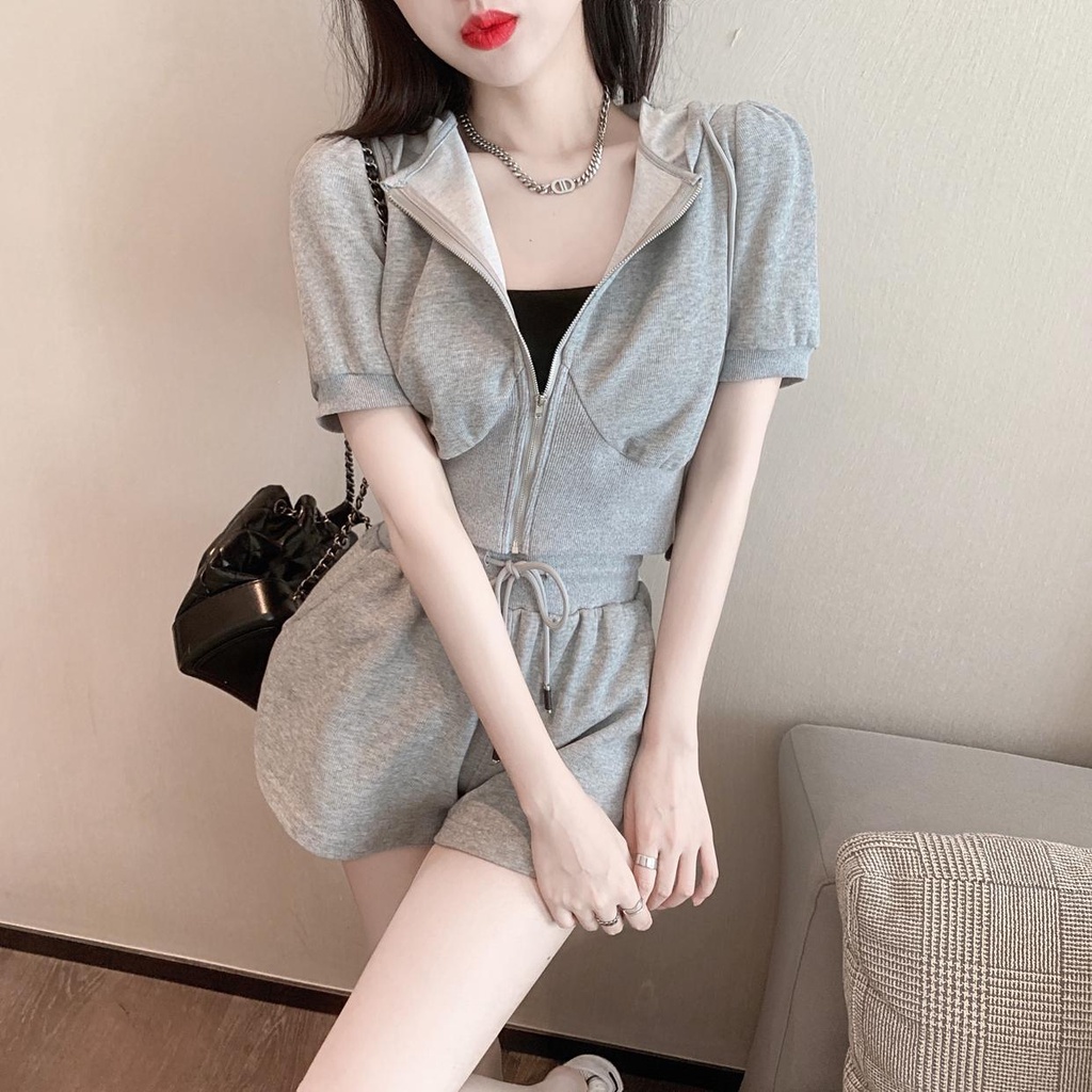 Bộ Áo Hoodie + Chân Váy Thể Thao Năng Động Thời Trang Mùa Hè