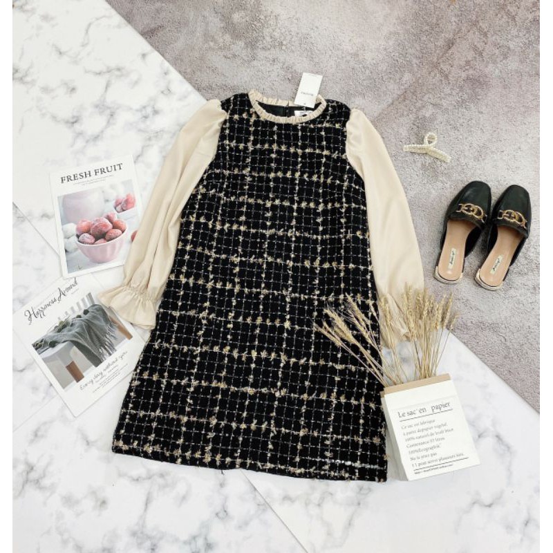 Đầm dạ Sweet BSK phối tơ