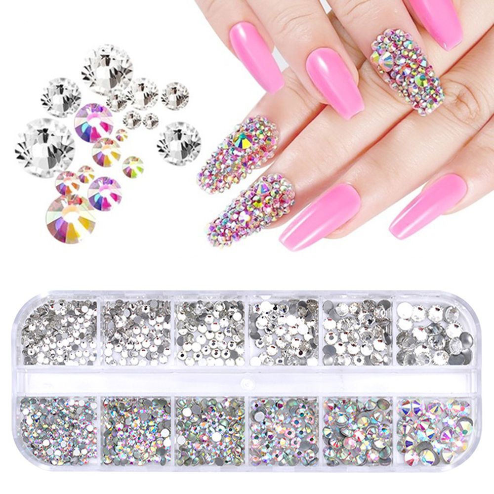 [Hàng mới về] Hộp 12 ngăn đựng hạt kim sa 3d nhiều kích cỡ dùng trang trí móng tay nghệ thuật