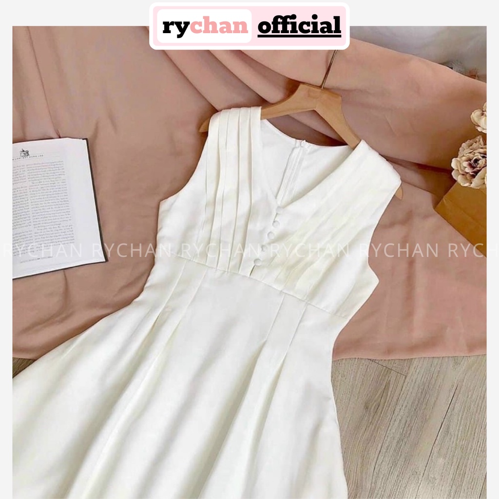 Đầm Váy Nữ Màu Trắng Thần Thái Ngút Ngàn Xếp Li Ngực Sát Nách Thắt Eo Tôn Dáng [ẢNH THẬT CUỐI] - DX9906