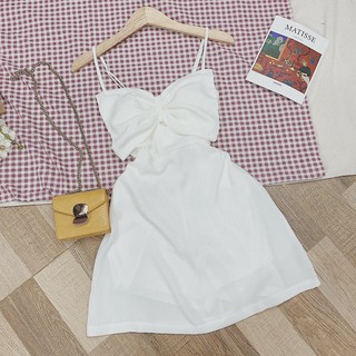 đầm 2s trắng nơ ngực