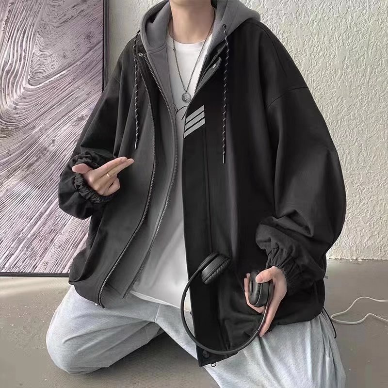 Áo khoác bomber giả hai lớp phong cách Hàn Quốc cho nam