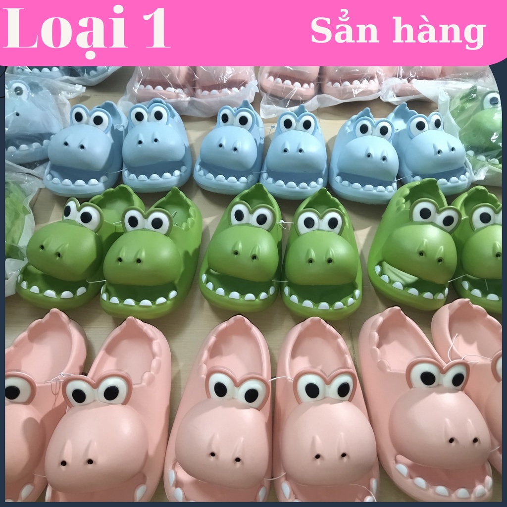 Dép quai ngang cá sấu, dép khủng long mắt to siêu cute phong cách Ulzzang có ảnh thật hottrend 2022