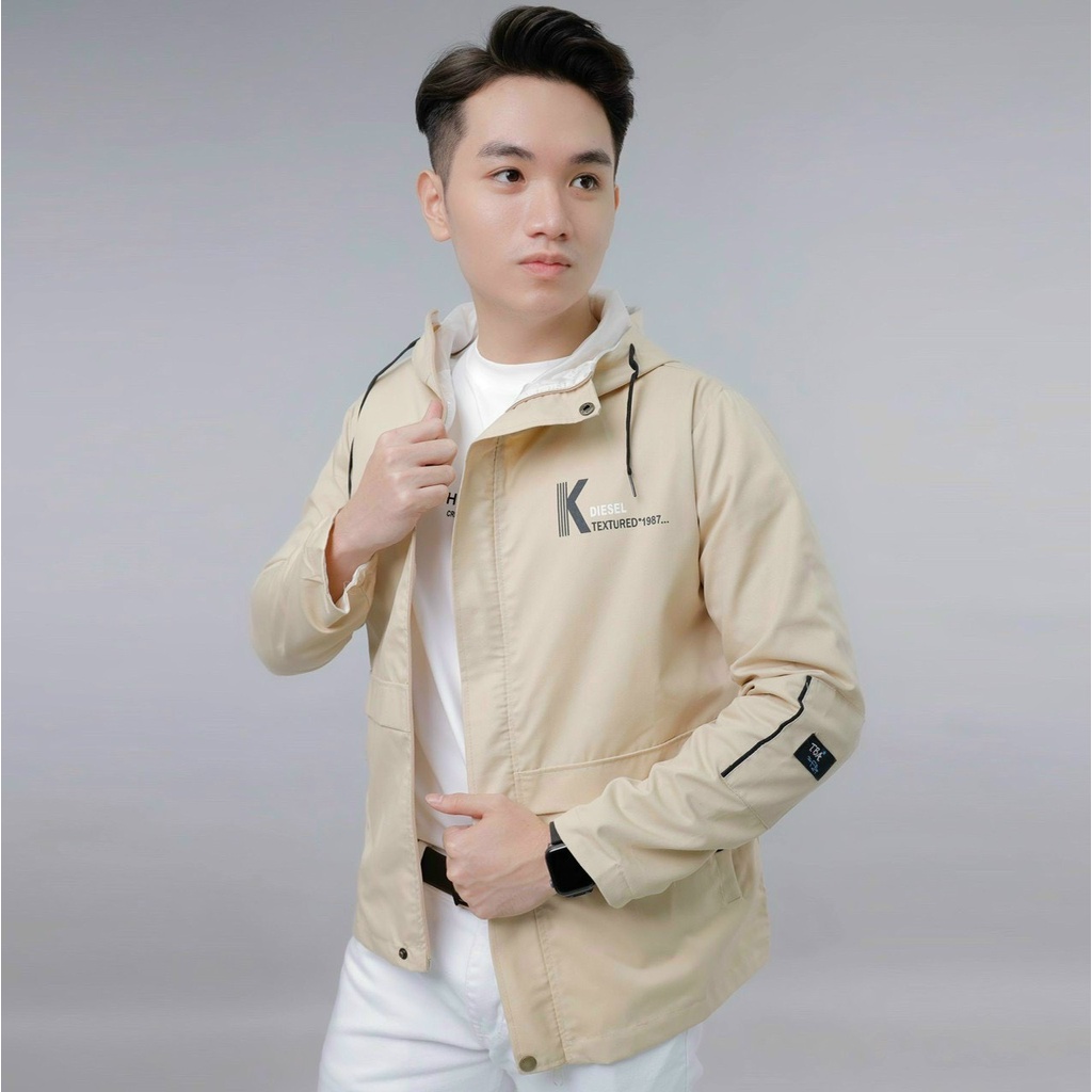 Áo khoác kaki 2 lớp lót dù, áo khoác nam trùm đầu tay dài chống nắng SOLO SHOP KK4