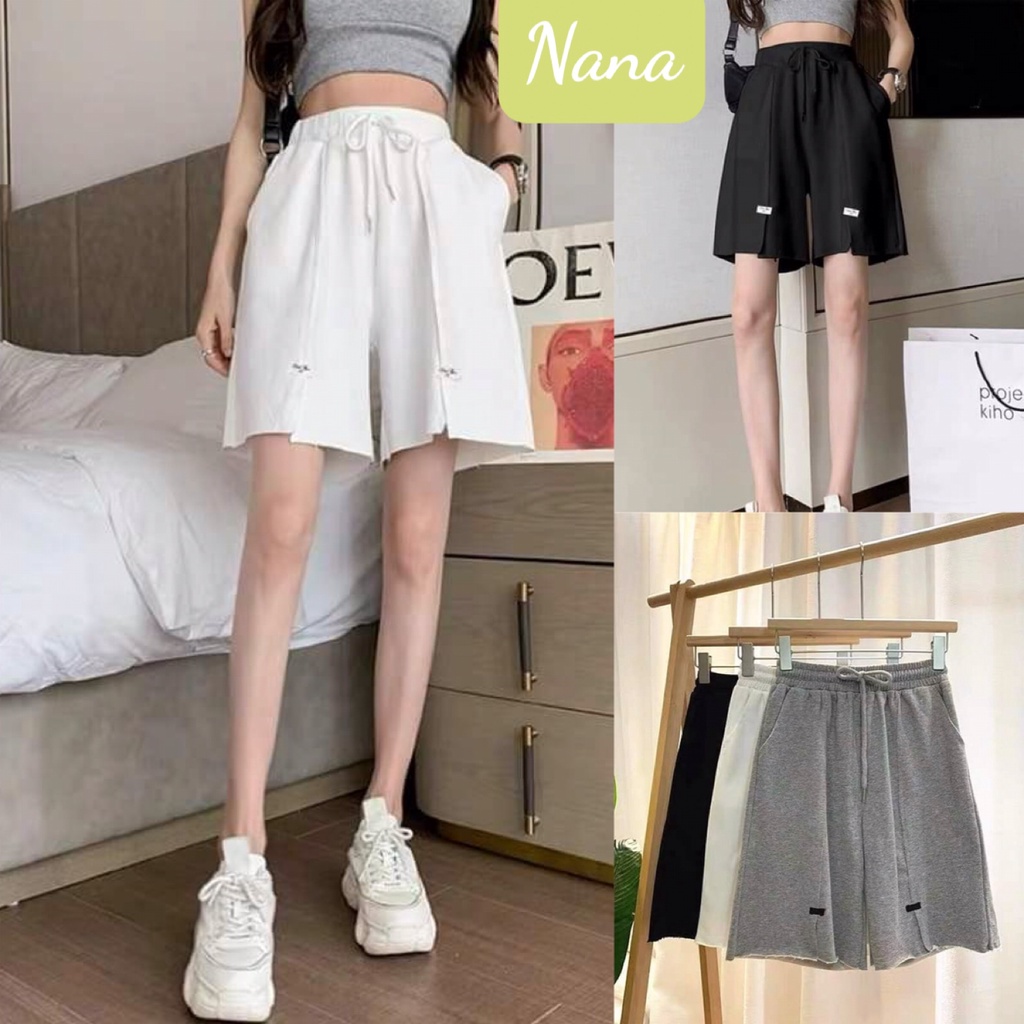Quần đùi lửng xẻ ống Ulzzang / Quần short nam nữ ống rộng unisex cạp chun co dãn trẻ trung năng động Nanashop