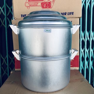 Bộ Nồi Hấp Nhôm 2 Tầng 34cm