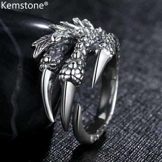 Kemstone Retro Thép không gỉ Cool Eagle Claw Nhẫn có thể điều chỉnh cho nam