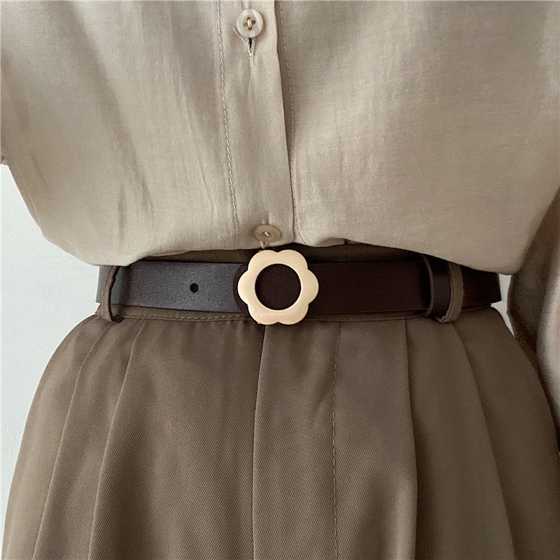 Thắt Lưng Màu Đen Họa Tiết Hoa Phong Cách Hàn Quốc 19588ins