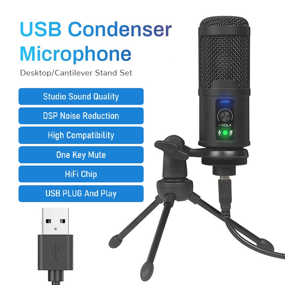 cái mic cờ rô MIC micrô tụ điện usb chuyên nghiệp microphone cắm và chạy chơi game / phát trực tuyến / ghi âm / hội nghị web