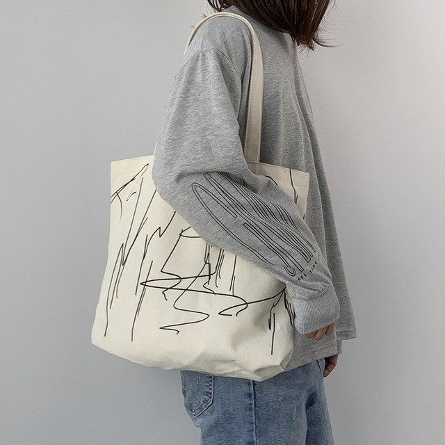 Túi Tote Vải To Canvas YOLA shop Có Khóa Kéo Cỡ Lớn Đựng Laptop A4 , Đeo Vai Đi Học Đi Chơi Du Lịch TUIV.005