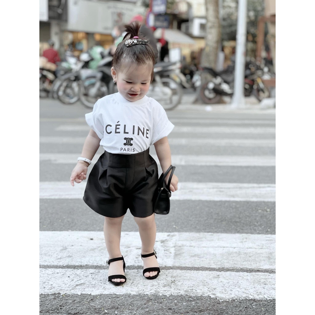 Áo thun tay lỡ Celin cho bé , áo thun bé gái chất liệu cotton , Kid_genZ