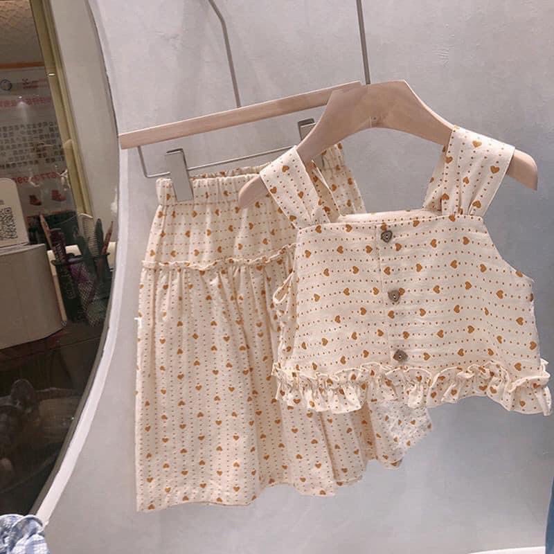 HT bán sỉ set áo váy trái tim 2 dây bé gái