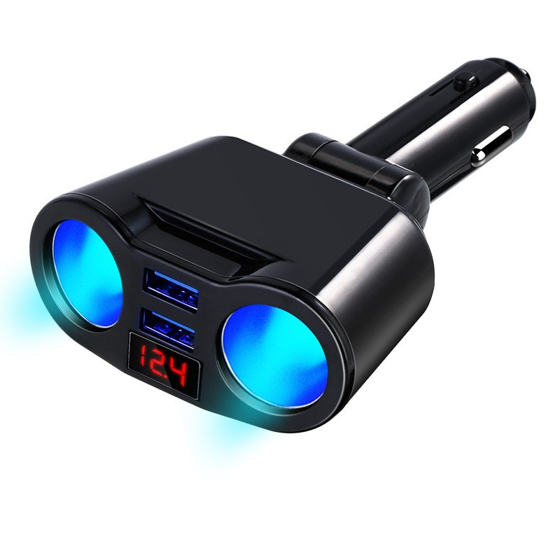 Bộ Chia Tẩu Sạc Xe Hơi Tích Hợp 2 tẩu 80W và 2 cổng USB Sạc Nhanh 3.1A, Có Màn Hình Led Báo Điện Áp Ác Quy 12V - 24V