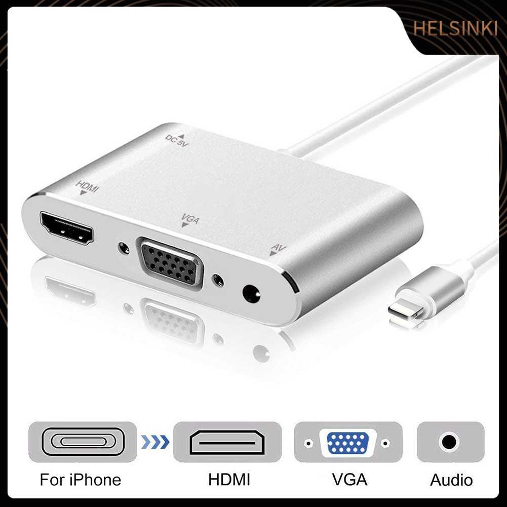 Đầu Chuyển Đổi Từ 1080p 8pin Sang Hdmi Vga Av Cho Iphone / Ipad