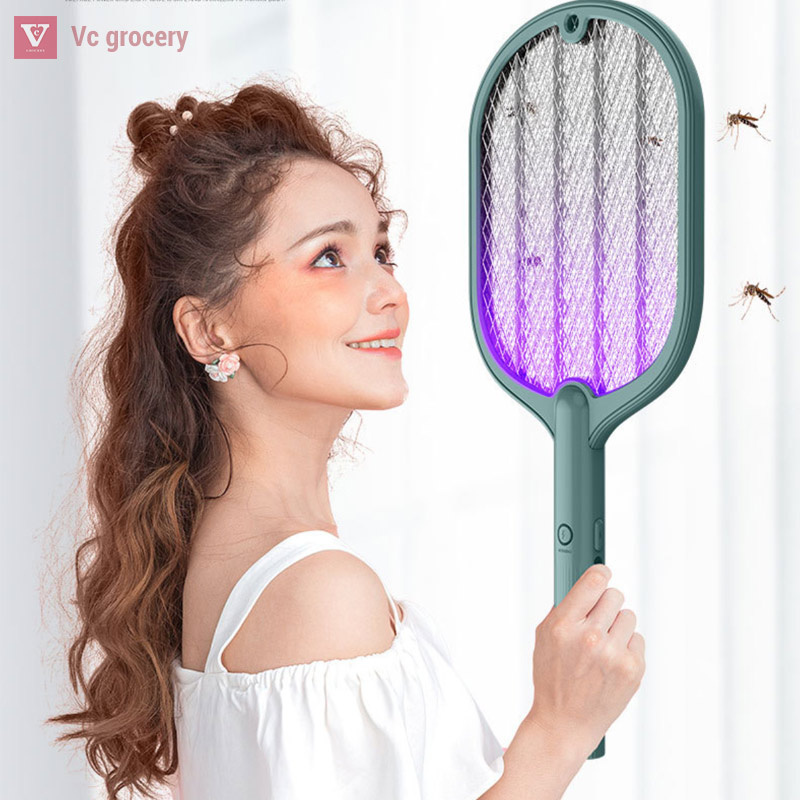 [Voucher]Vợt muỗi tự động kiêm đèn bắt muỗi 2 in 1 tự động sạc tích điện, vợt bắt muỗi thông minh cao cấp để bàn