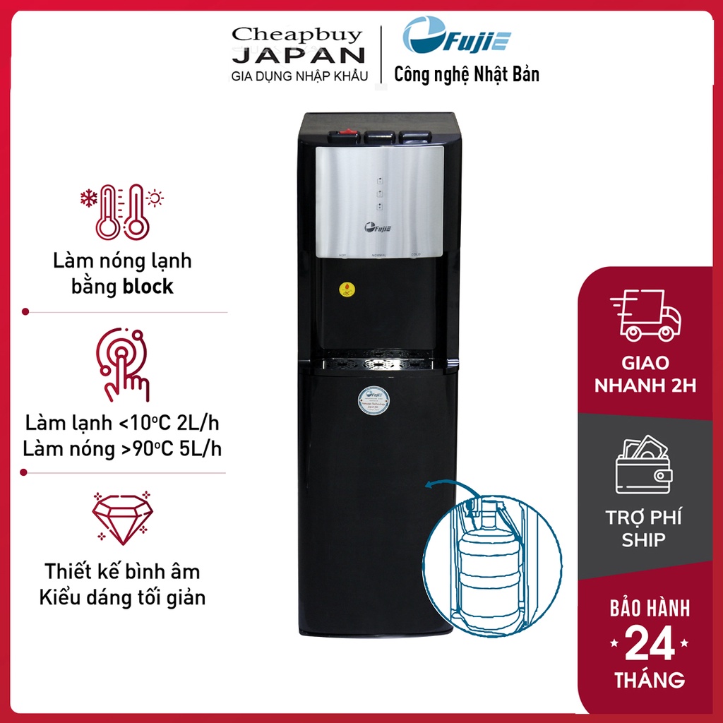 Cây nước nóng lạnh bình âm nhập khẩu FujiE CN Nhật Bản,máy nước uống nóng lạnh gia đình 3 vòi bình lọc tự ngắt