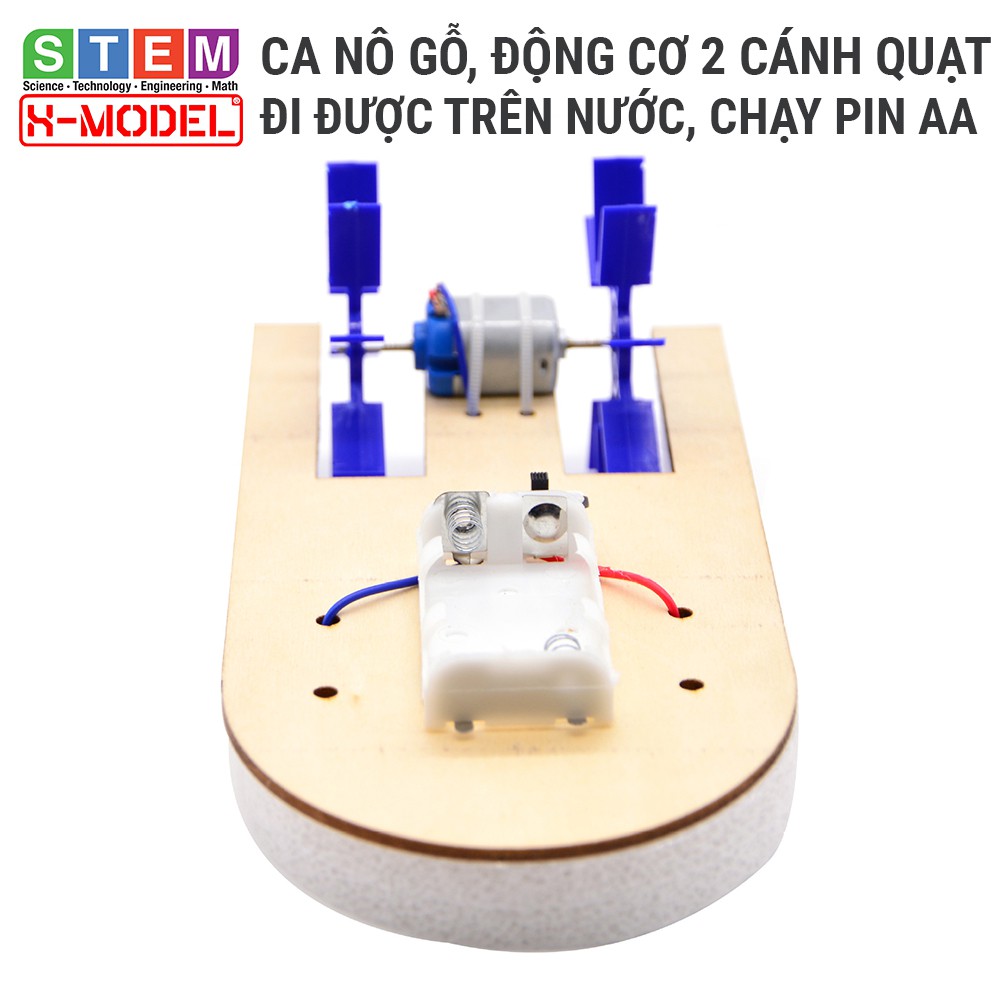 Đồ chơi sáng tạo STEM Ca nô gỗ đồ chơi  XMODEL ST1 chạy được dưới nước cho bé , Đồ chơi DIY| Giáo dục STEAM