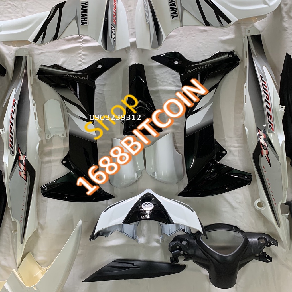 (HOT )Bộ dàn áo xe JUPITER MX MÀU TRẮNG ./vỏ nhựa lắp KHÍT xe JUPITER gravita TẶNG TEM ,mủ trắng nguyên sinh LOẠI ĐẸP