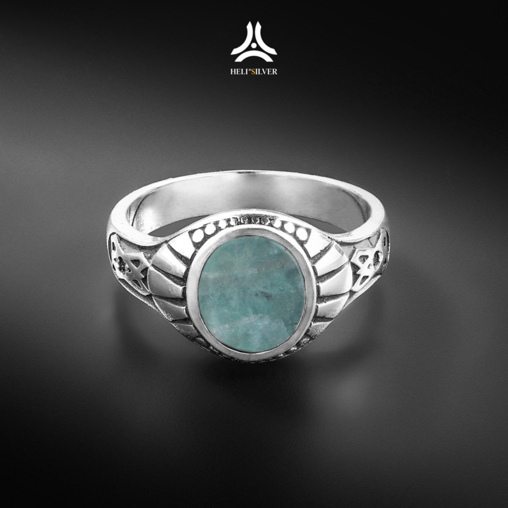 Nhẫn bạc nam HeliSilver Gothic Amazonite Helios Original S925
