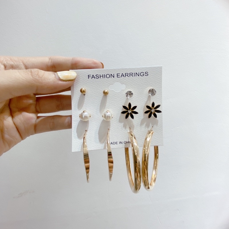 Set nhiều bông tai khoen tròn nhiều kiểu