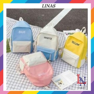 Balô nữ đeo vai style ulzzang cho học sinh, balô đi học rẻ đẹp phối 2 màu BL204 Linas