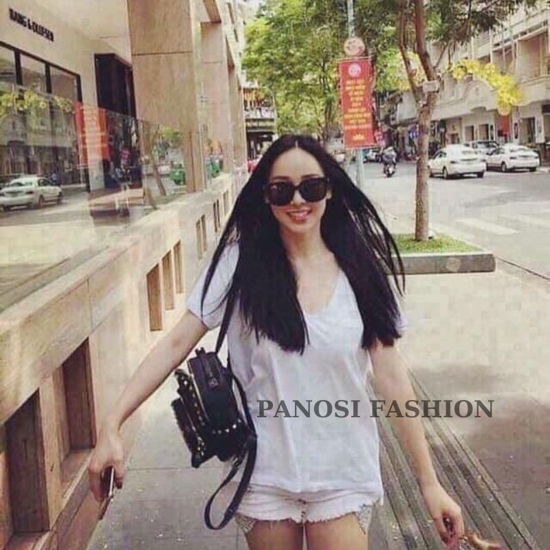 Áo phông giấy áo GAP trơn cổ tim chất thun giấy mỏng nhẹ thoáng mát - Mã A25