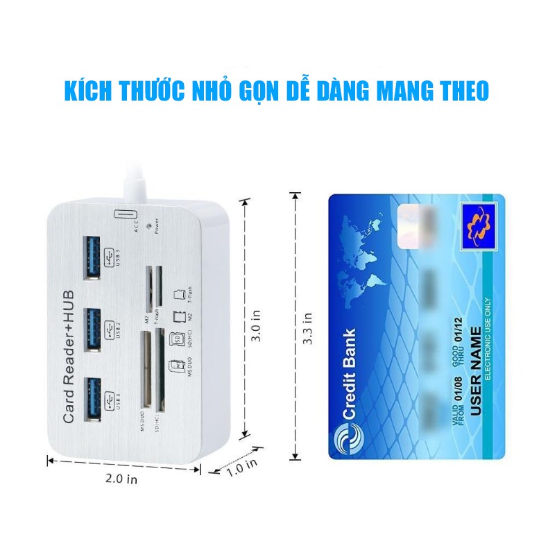 Hub Chuyển Đổi Đa Năng USB 3.0 + Đọc Thẻ Các Loại