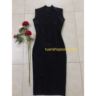 Váy umi cổ trụ V xẻ tà