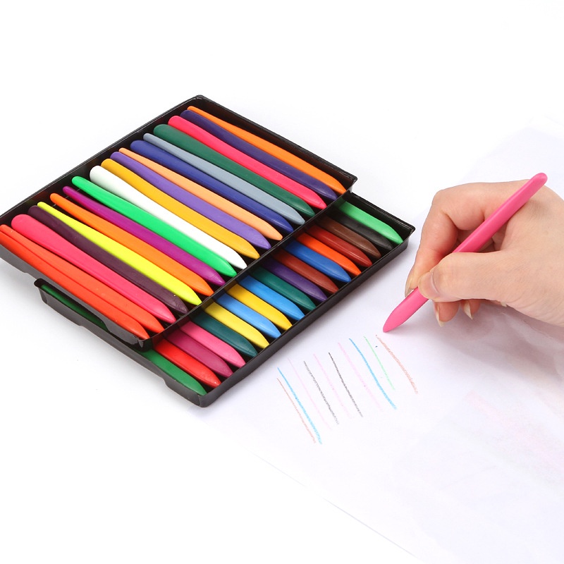 Bút chì màu nhựa tam giác trẻ em 24/36 màu bé không bẩn tay màu graffiti dầu pastel