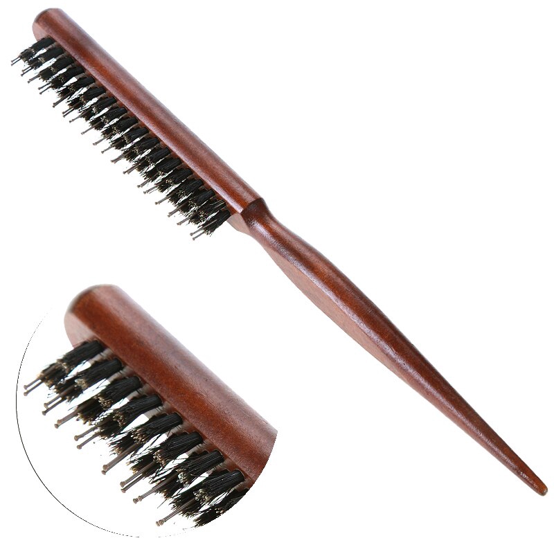 Lược chải tóc cán gỗ lông heo tự nhiên chống rụng tóc