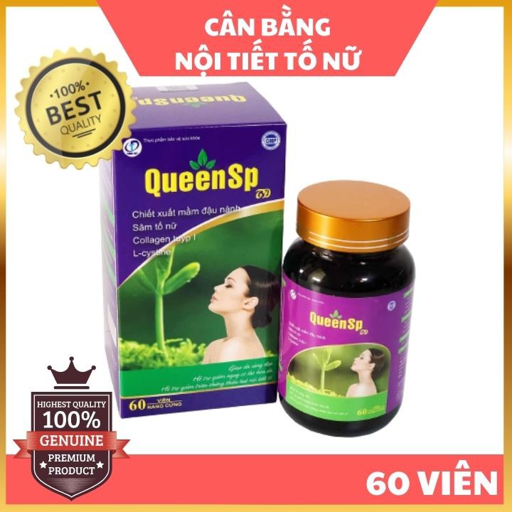 QueenSP - Viên uống cân bằng nội tiết tố, Ngăn ngừa quá trình lão hóa, giúp da trắng đẹp, khỏe mạnh ( Hộp 60 viên)