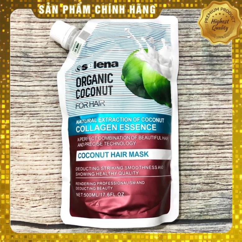 DẦU HẤP DỪA SELENA ORGANIC COCONUT COLLAGEN HAIR MASK MỀM MƯỢT NGĂN RỤNG TÓC 500ML