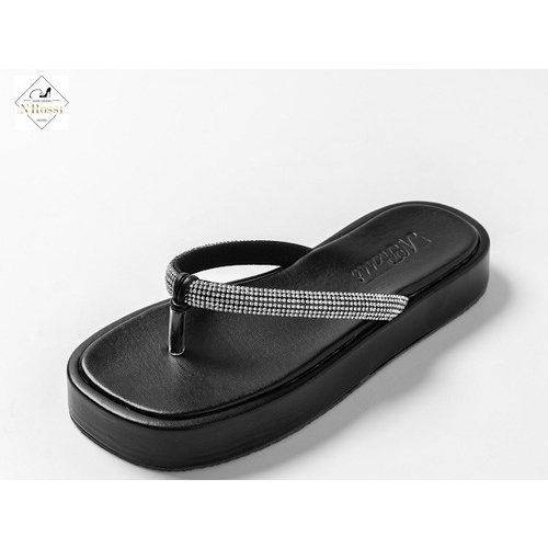 Dép Kẹp Nữ đính đá Nrossi đế bánh mì siêu nhẹ màu đen size nhỏ 32 33 34 35