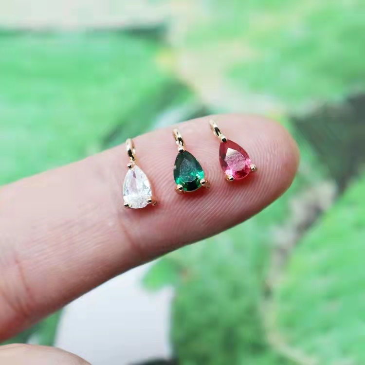 Phụ Kiện Trang Sức Vòng Tay diy Mạ Vàng 18K Hình Giọt Nước Đính Đá Zircon