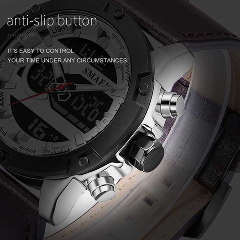 Đồng Hồ Quartz SMAEL 1320 Dây Da Thật Phong Cách Quân Đội Cho Nam
