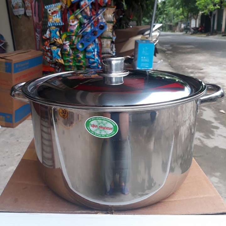 NỒI LUỘC GÀ INOX 1 ĐÁY HƯƠNG VIỆT SIZE 28CM- 30CM