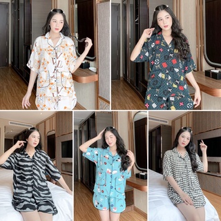 Đồ bộ nữ pijama mặc nhà chất liệu mango áo cánh dơi quần đùi