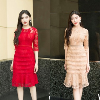 Xả kho - đầm thiết kế body đuôi cá ren sang chảnh