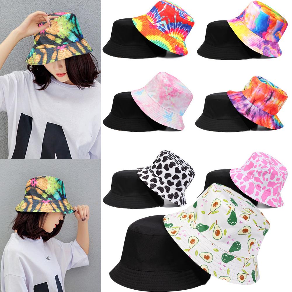 Nón Bucket Che Nắng In Họa Tiết Bướm Màu Nhuộm Có Thể Gập Lại