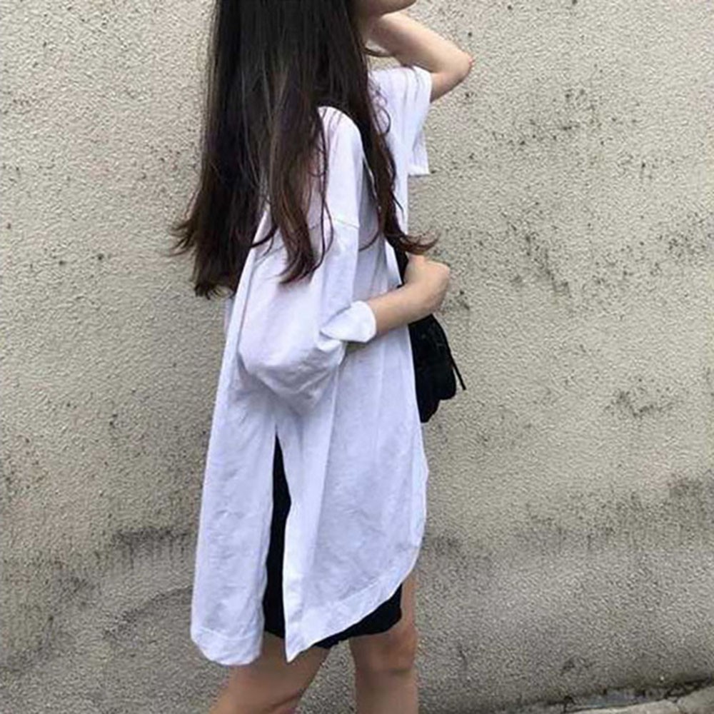 Áo phông xẻ tà cao cấp cá tính phong cách Hàn Quốc