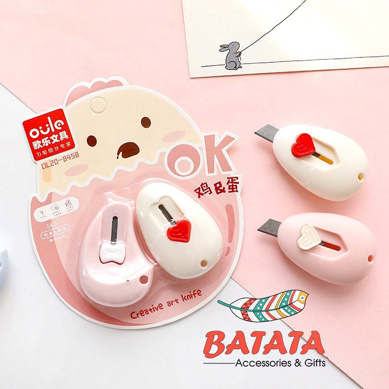 Set 2 Dao Rọc Giấy Mini Hình Siêu Dễ Thương Nhỏ Gọn, Tiện Lợi Có Thể Treo Móc Khoá