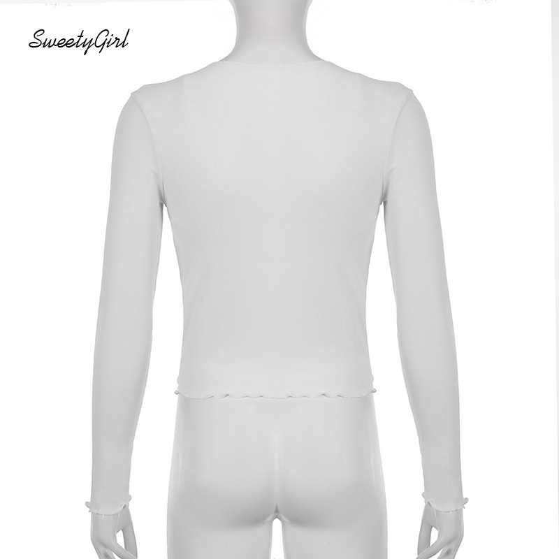 Áo Thun Tay Dài Cổ Chữ V Cài Nút Màu Trơn Dáng Ôm Quyến Rũ Dành Cho Nữ 2022