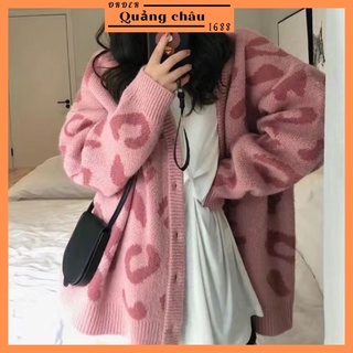 Áo khoác cardigan len họa tiết da báo dáng dài phong cách Hàn Quốc hàng quảng châu loại đẹp