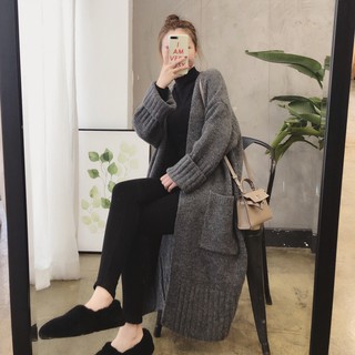 Sẵn Xám(Len mềm Đẹp)Ảnh thật 5 hình cuối-2W33.Áo khoác len cardigan thu đông dáng dài Hàn Quốc