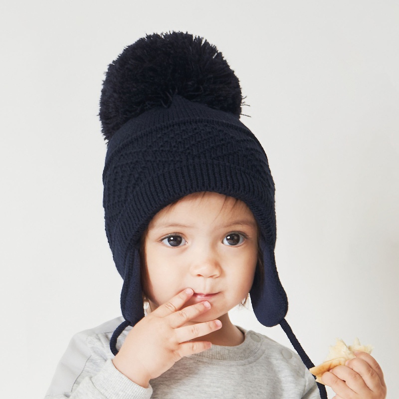Mũ Beanie Dệt Kim Màu Sắc Trơn Giữ Ấm Mùa Đông Cho Bé